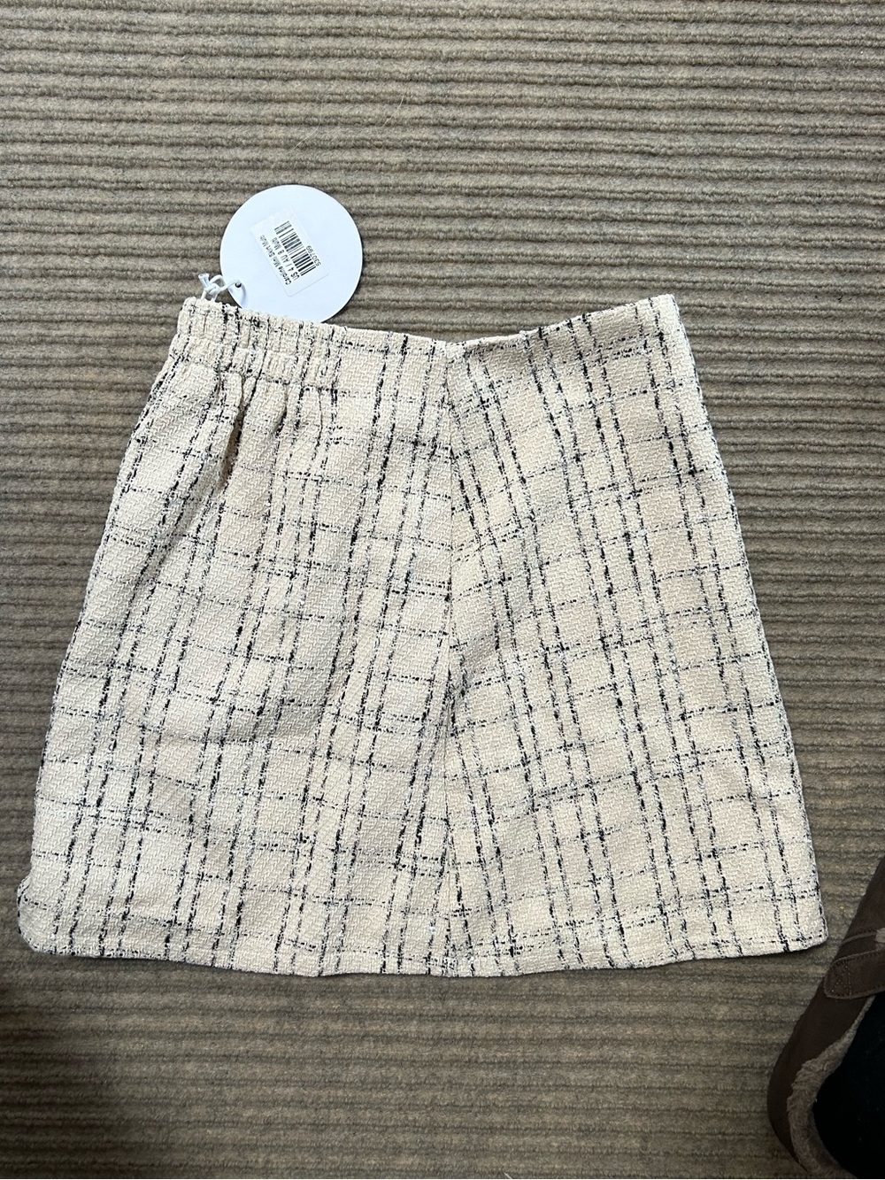 Princess Polly Caroline Cream Tweed Plaid Mini Skirt